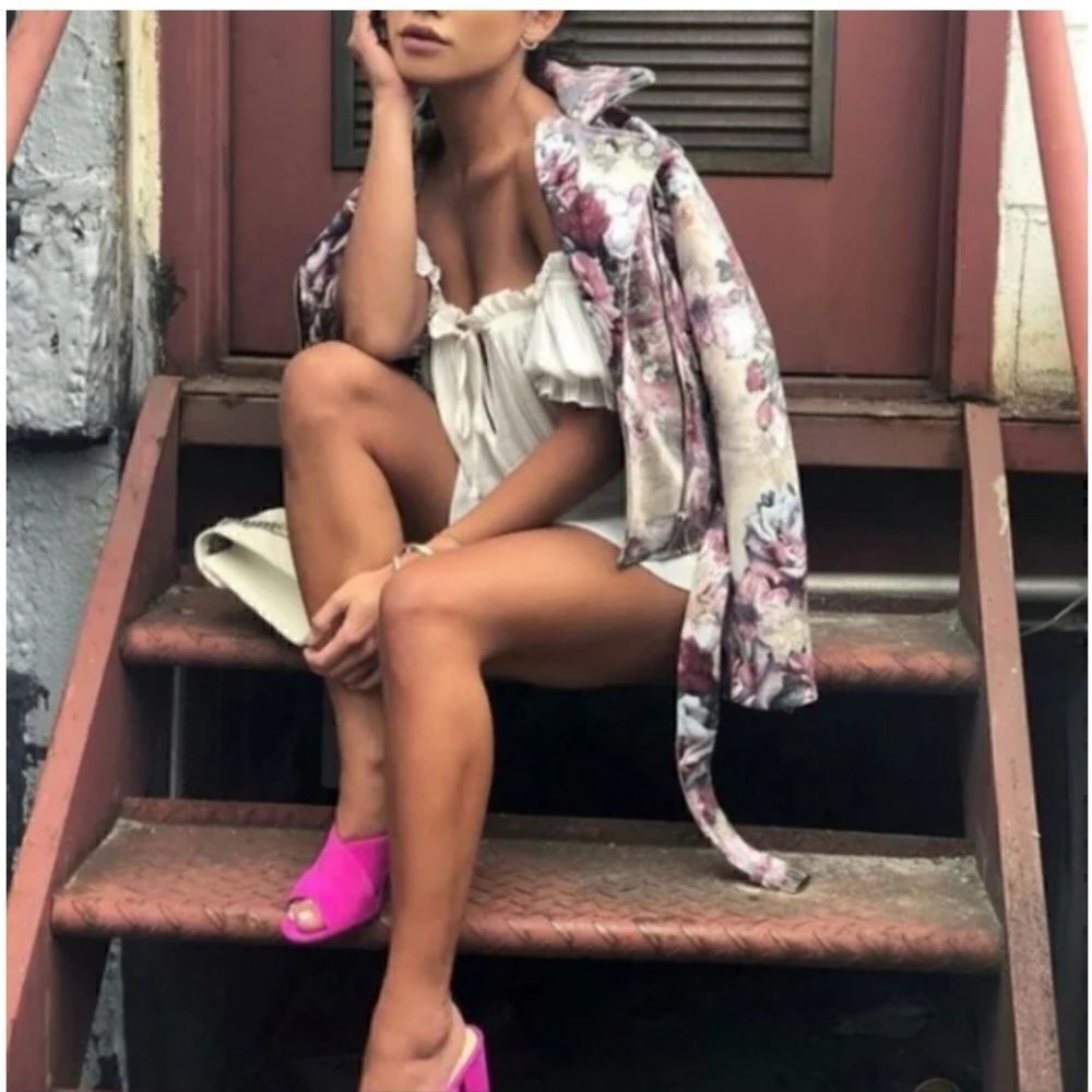 Zara floral moto jacket